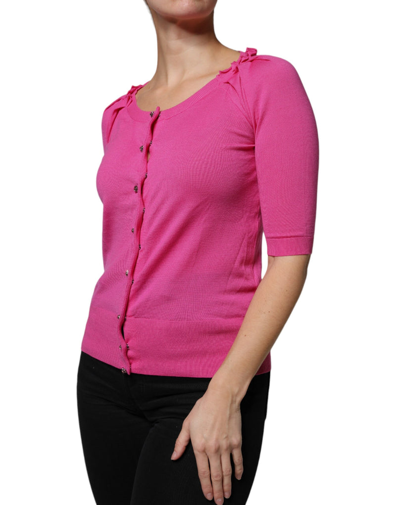 Cardigan en laine rose à boutons Dolce & Gabbana