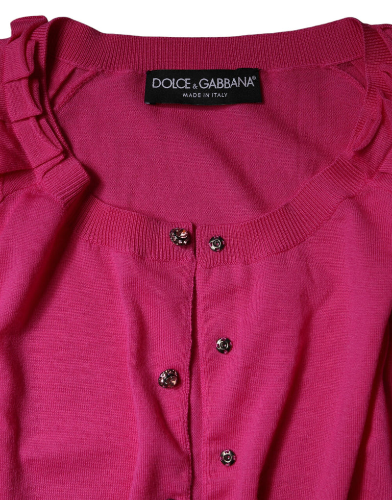 Cardigan en laine rose à boutons Dolce & Gabbana