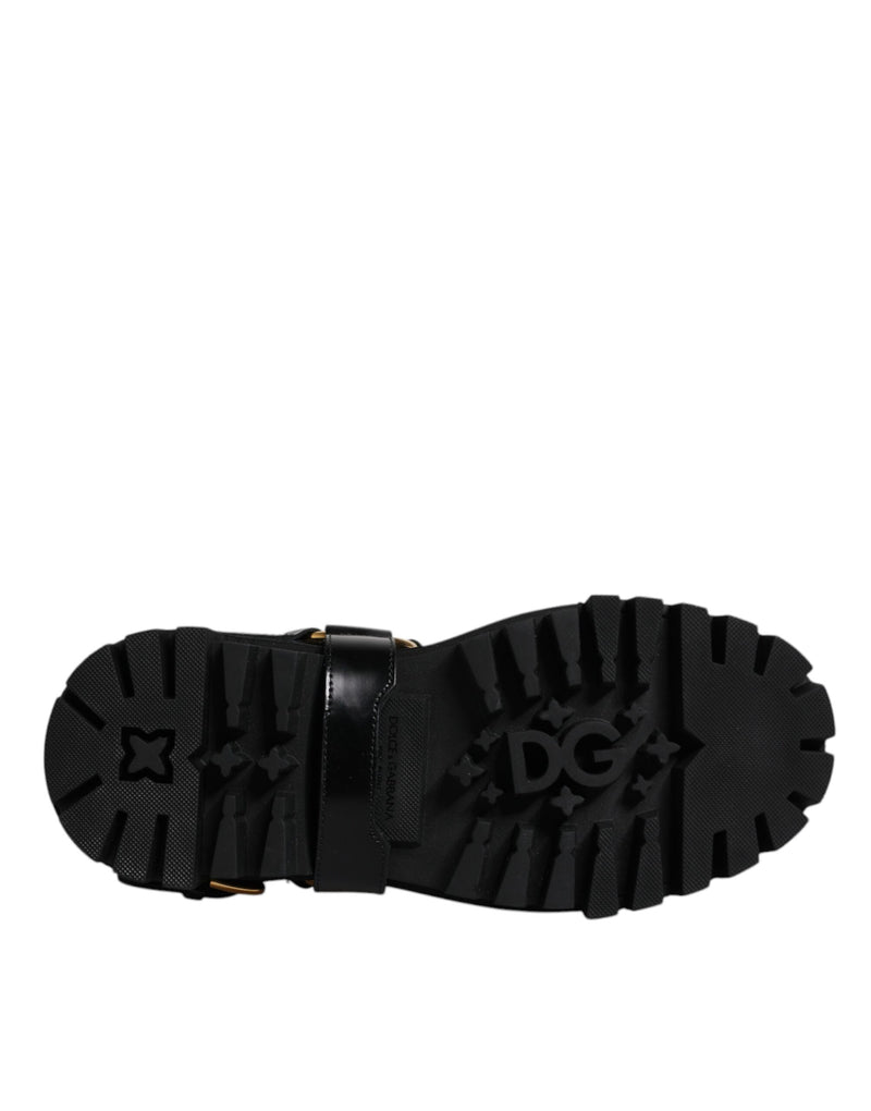 Botas de trekking sin cordones de cuero negro elástico de Dolce & Gabbana