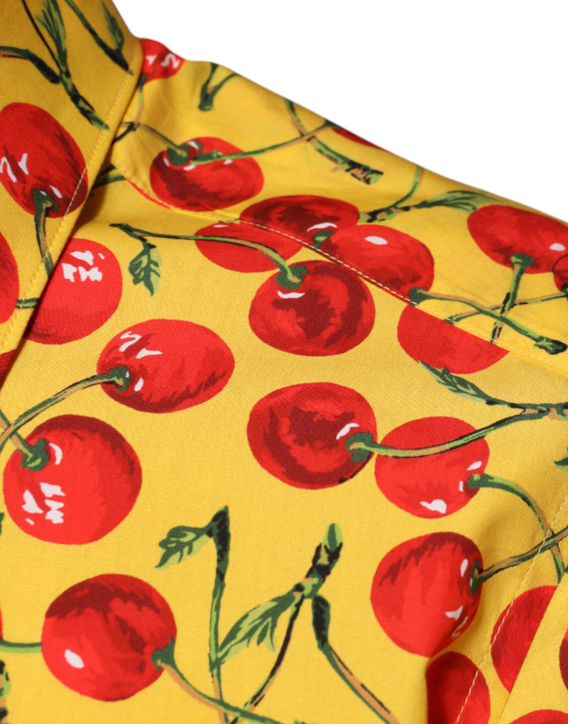 Chemise habillée MARTINI en coton jaune à motif cerises Dolce & Gabbana