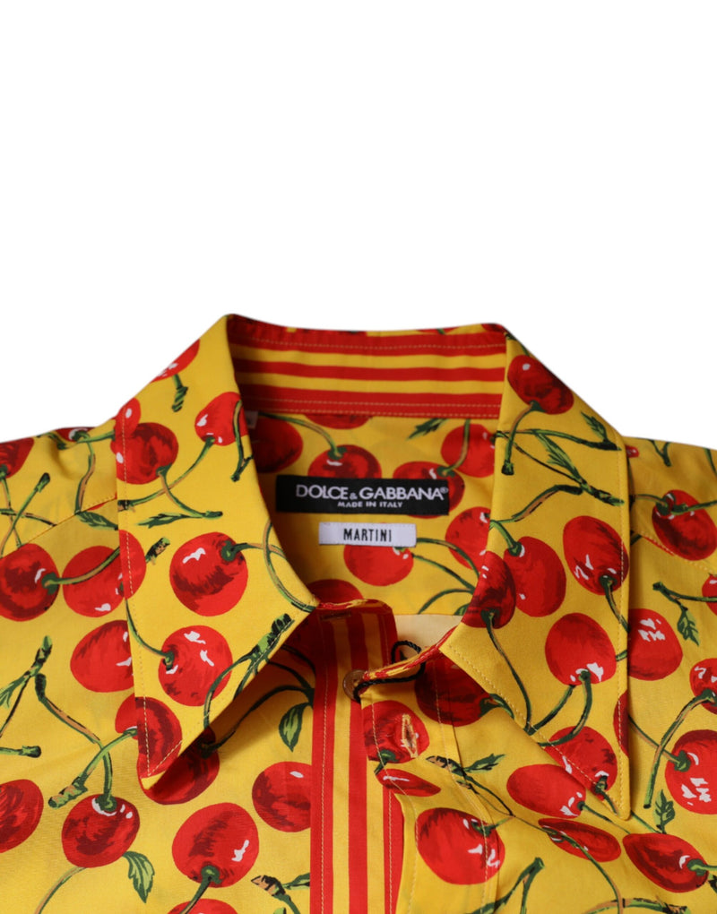 Chemise habillée MARTINI en coton jaune à motif cerises Dolce & Gabbana