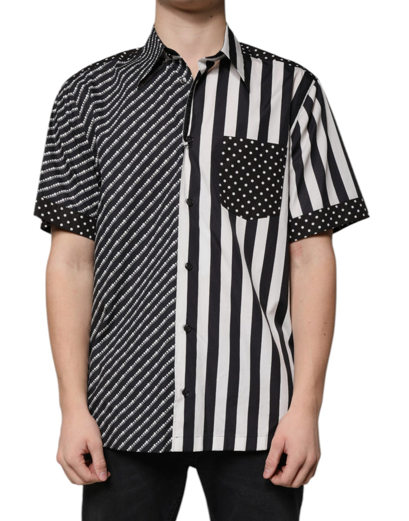 Chemise décontractée à boutons rayée noire et blanche Dolce & Gabbana