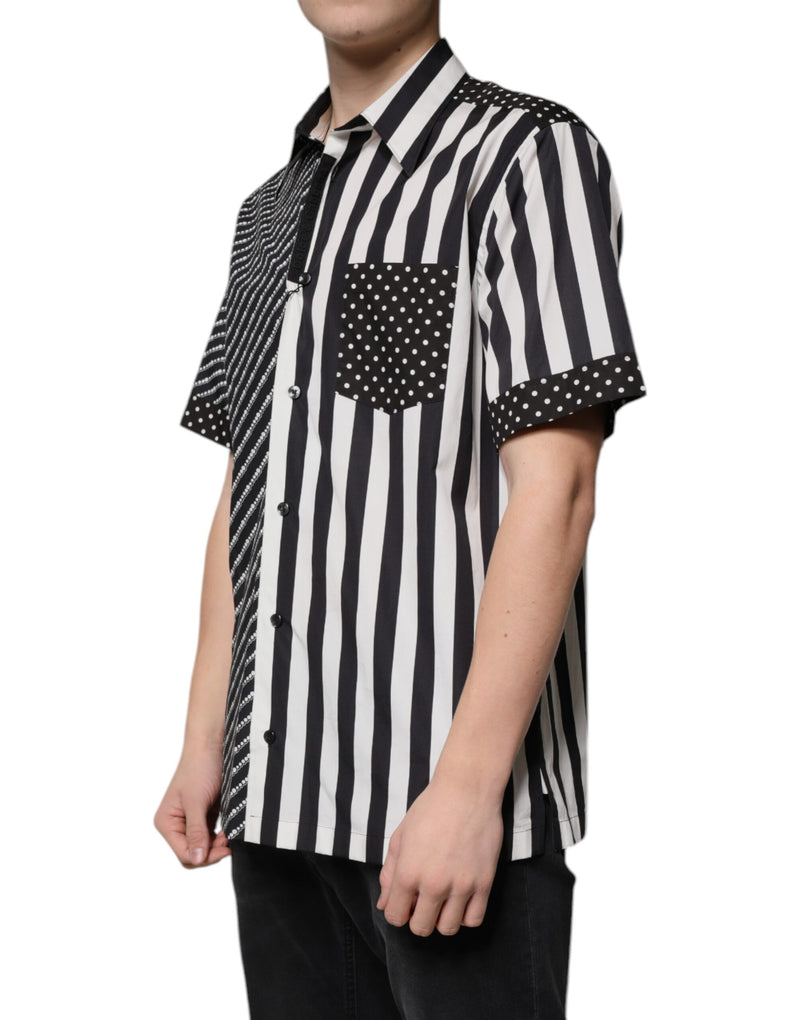 Chemise décontractée à boutons rayée noire et blanche Dolce & Gabbana