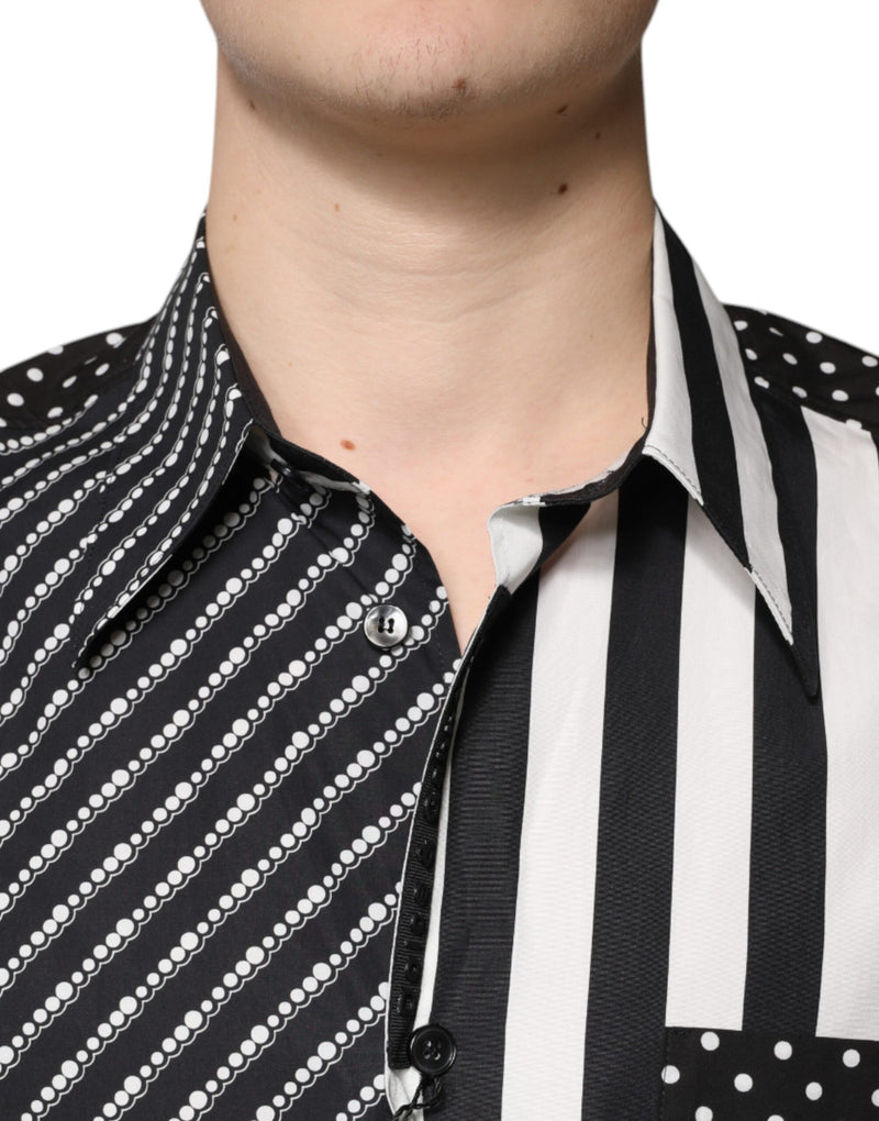 Chemise décontractée à boutons rayée noire et blanche Dolce & Gabbana
