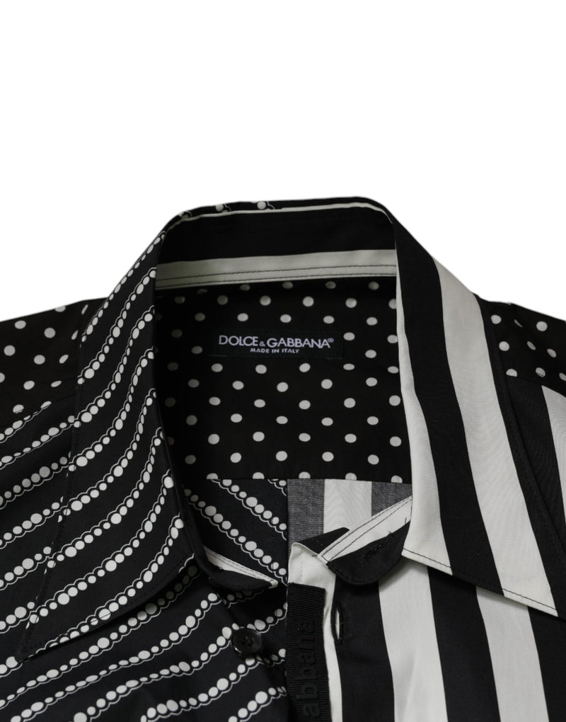 Chemise décontractée à boutons rayée noire et blanche Dolce & Gabbana