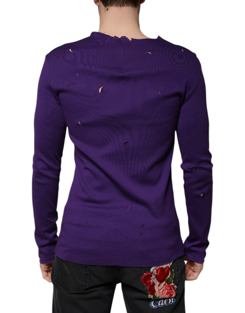 Suéter roxo de algodão com gola redonda Dolce & Gabbana masculino