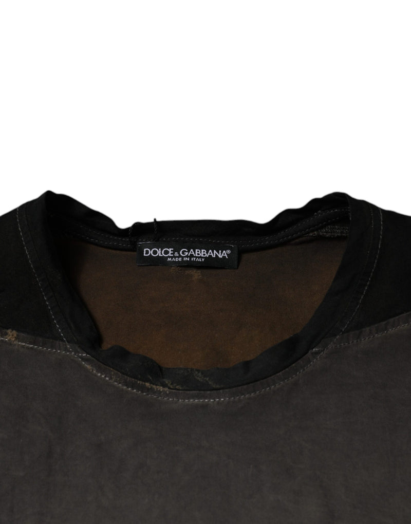 Camiseta marrom de algodão com estampa gráfica e gola redonda Dolce & Gabbana