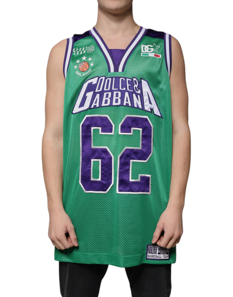 T-shirt sans manches en jersey de polyester vert Dolce & Gabbana