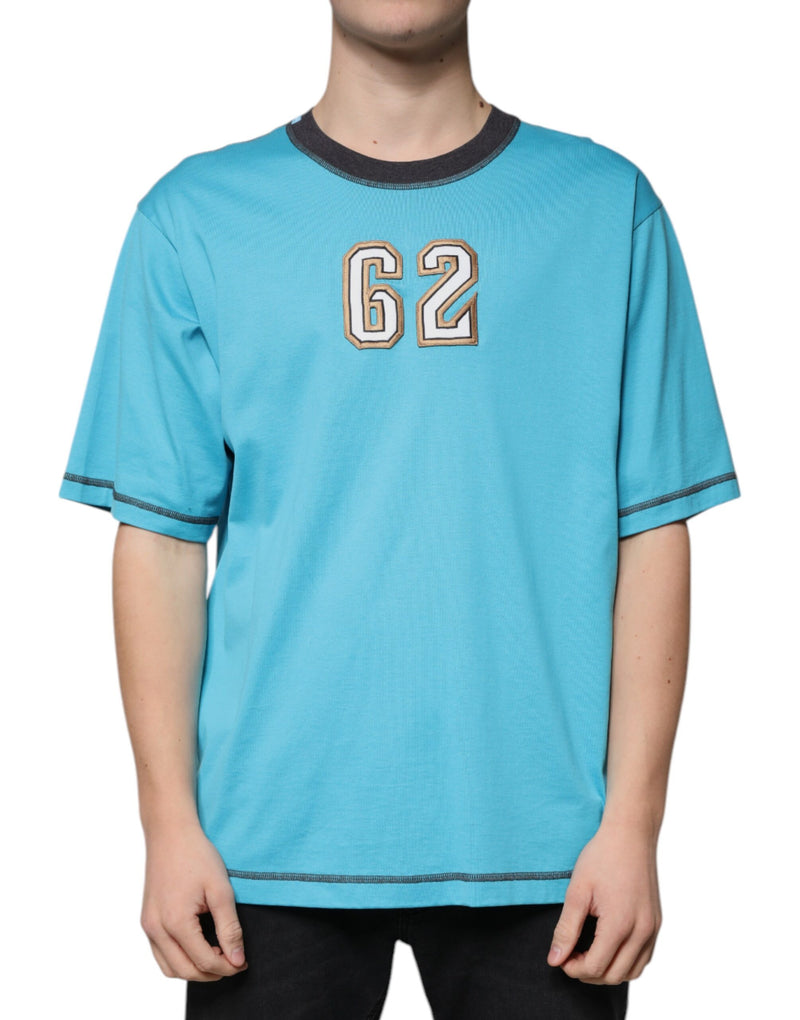 Camiseta azul de manga curta com logo e gola redonda Dolce & Gabbana