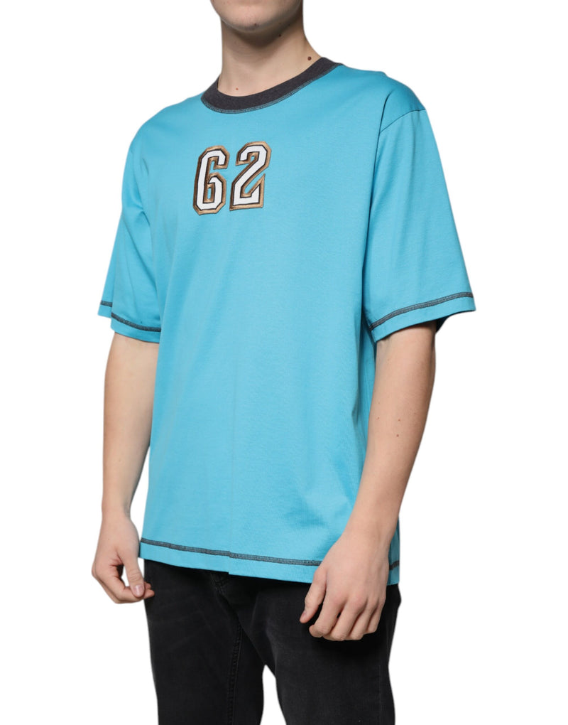 Camiseta azul de manga curta com logo e gola redonda Dolce & Gabbana