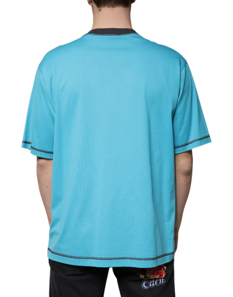 Camiseta azul de manga curta com logo e gola redonda Dolce & Gabbana