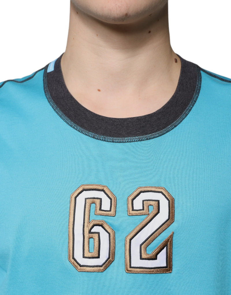 Camiseta azul de manga curta com logo e gola redonda Dolce & Gabbana