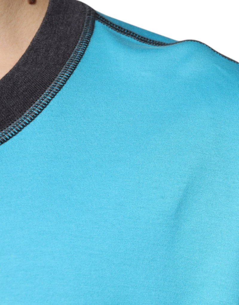 Camiseta azul de manga curta com logo e gola redonda Dolce & Gabbana