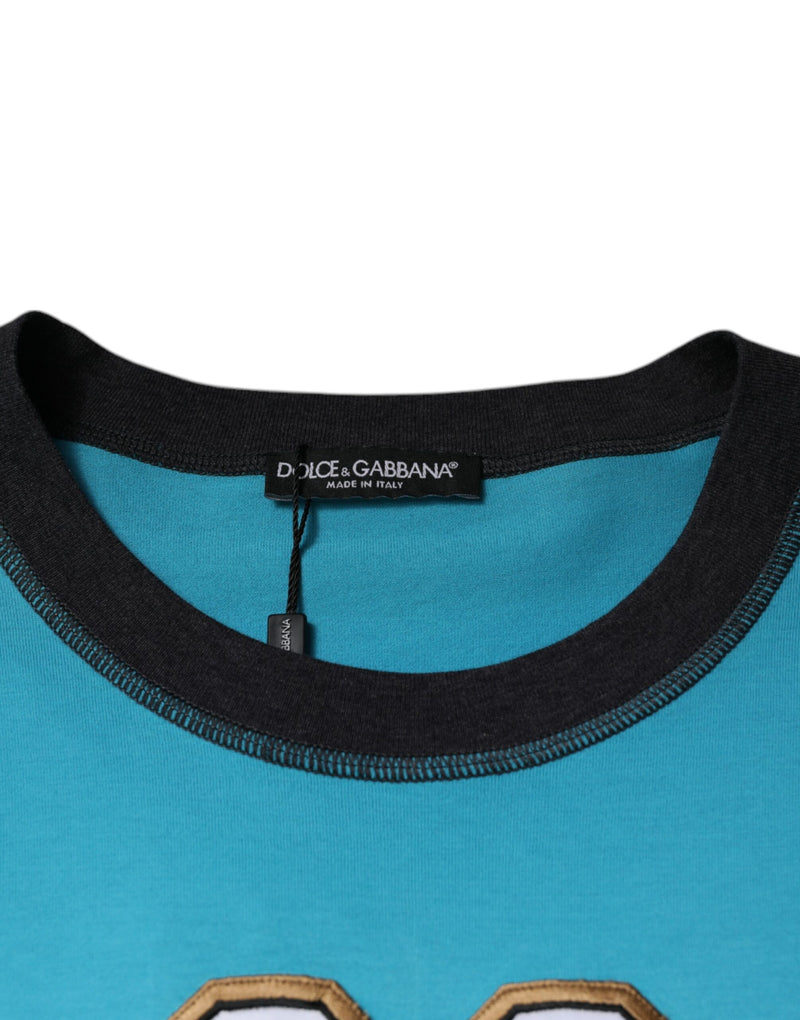 Camiseta azul de manga curta com logo e gola redonda Dolce & Gabbana