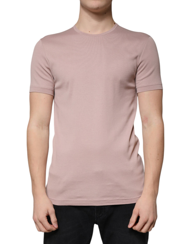 Camiseta marrón de algodón de manga corta y cuello redondo de Dolce & Gabbana