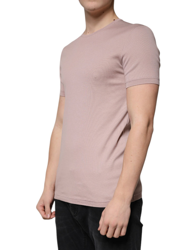 Camiseta marrón de algodón de manga corta y cuello redondo de Dolce & Gabbana