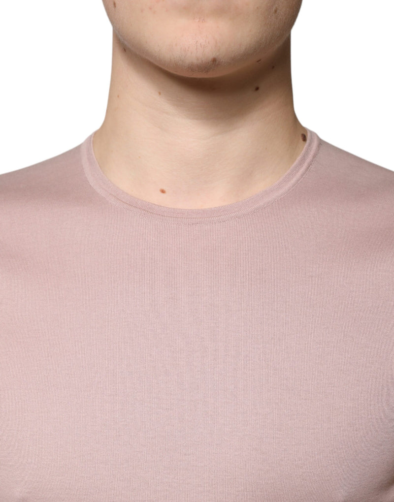 Camiseta marrón de algodón de manga corta y cuello redondo de Dolce & Gabbana