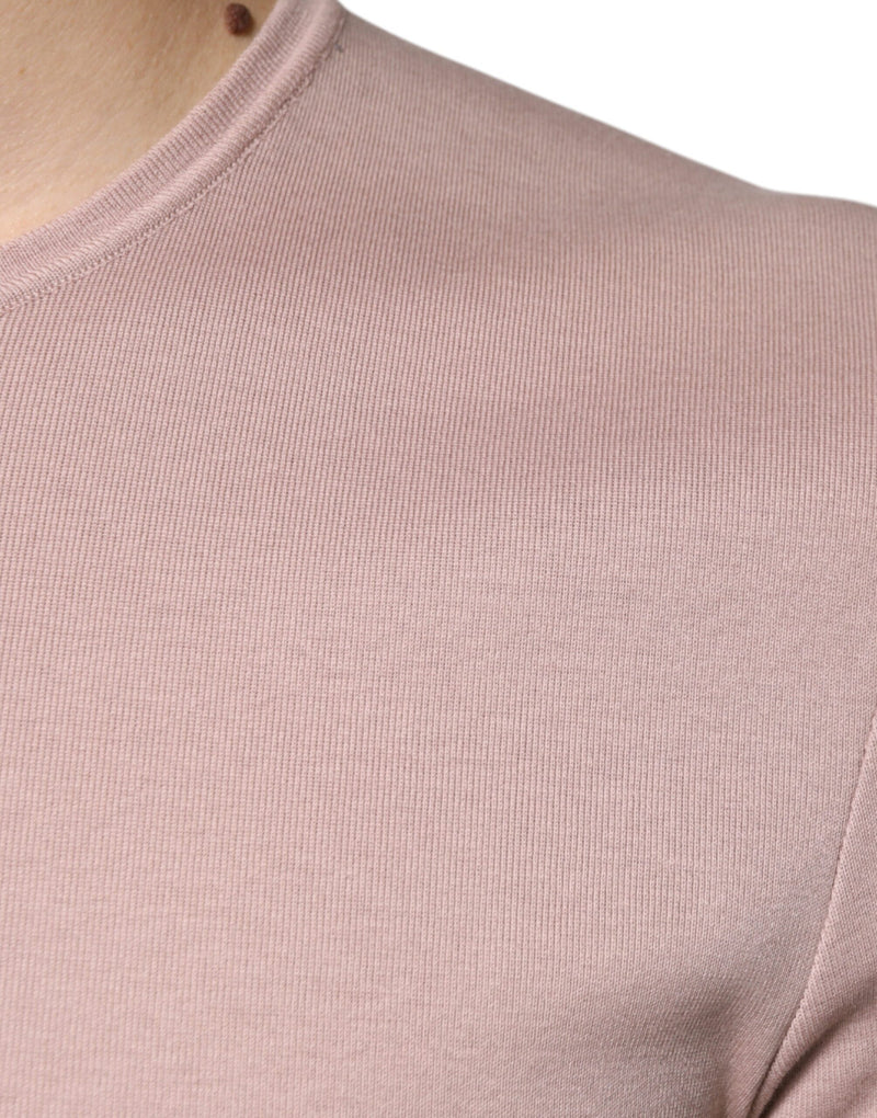 Camiseta marrón de algodón de manga corta y cuello redondo de Dolce & Gabbana