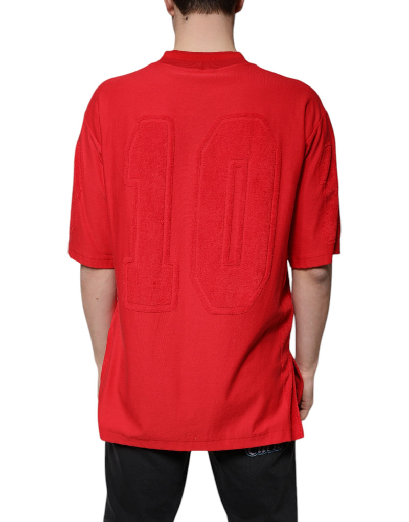 Camiseta vermelha de algodão com decote em V e mangas curtas Dolce & Gabbana