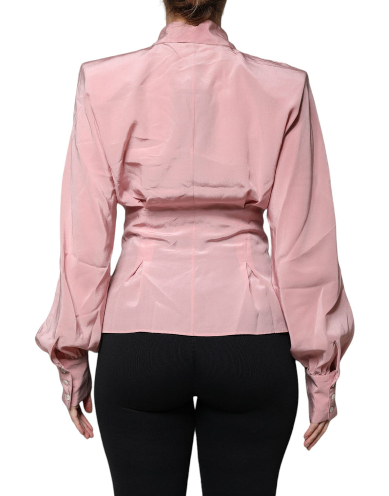 Haut blouse rose en coton à col et manches longues Dolce & Gabbana