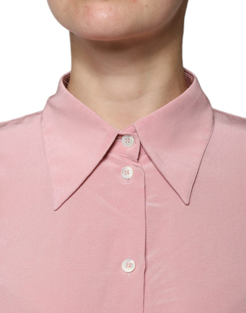 Haut blouse rose en coton à col et manches longues Dolce & Gabbana