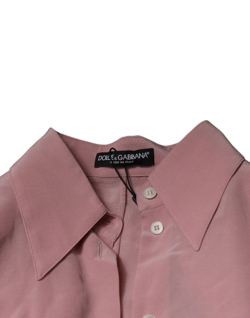 Haut blouse rose en coton à col et manches longues Dolce & Gabbana