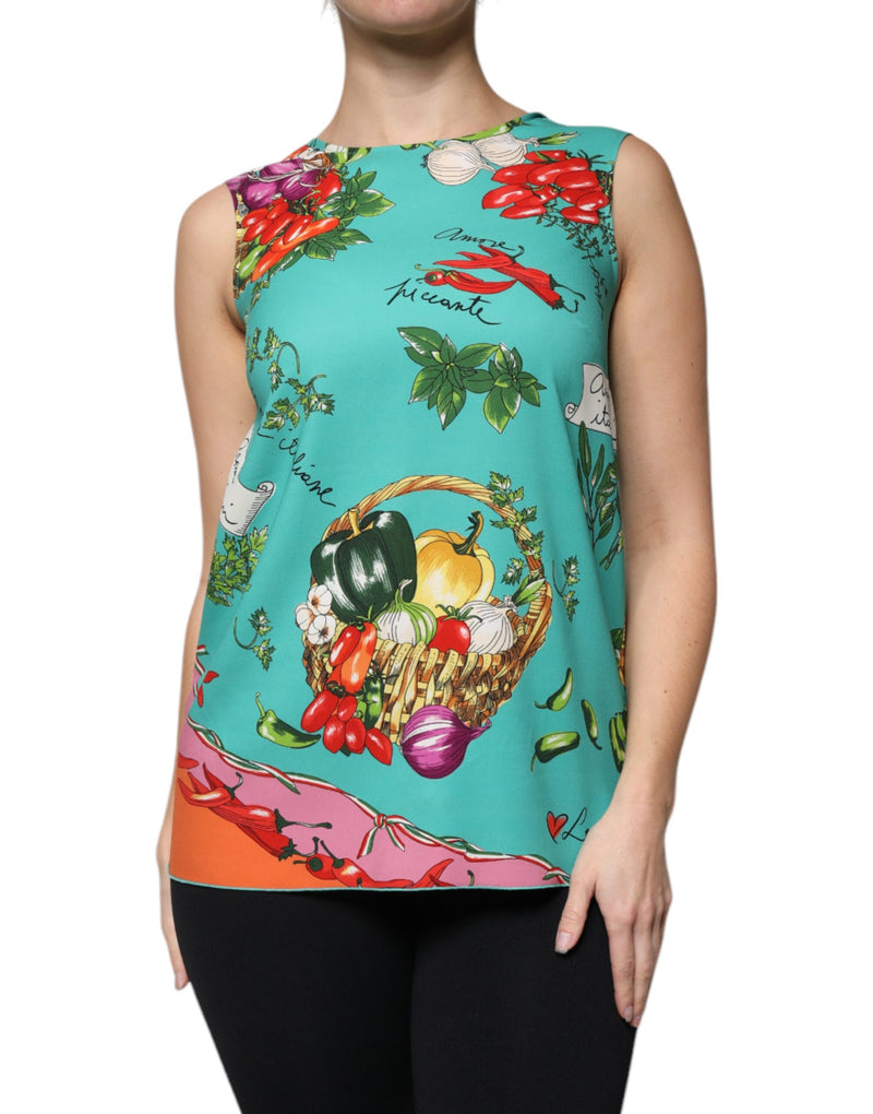 Débardeur sans manches multicolore à motif légumes Dolce & Gabbana