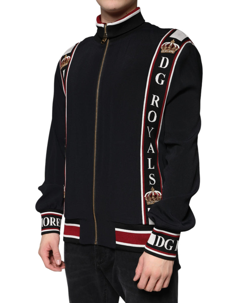 Sudadera negra con cremallera completa DG King de Dolce & Gabbana