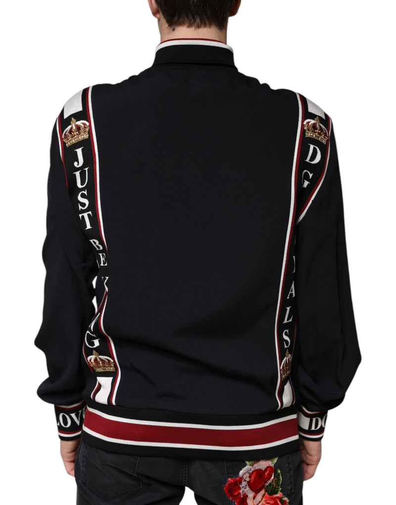 Sudadera negra con cremallera completa DG King de Dolce & Gabbana