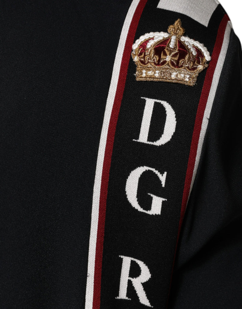 Sudadera negra con cremallera completa DG King de Dolce & Gabbana