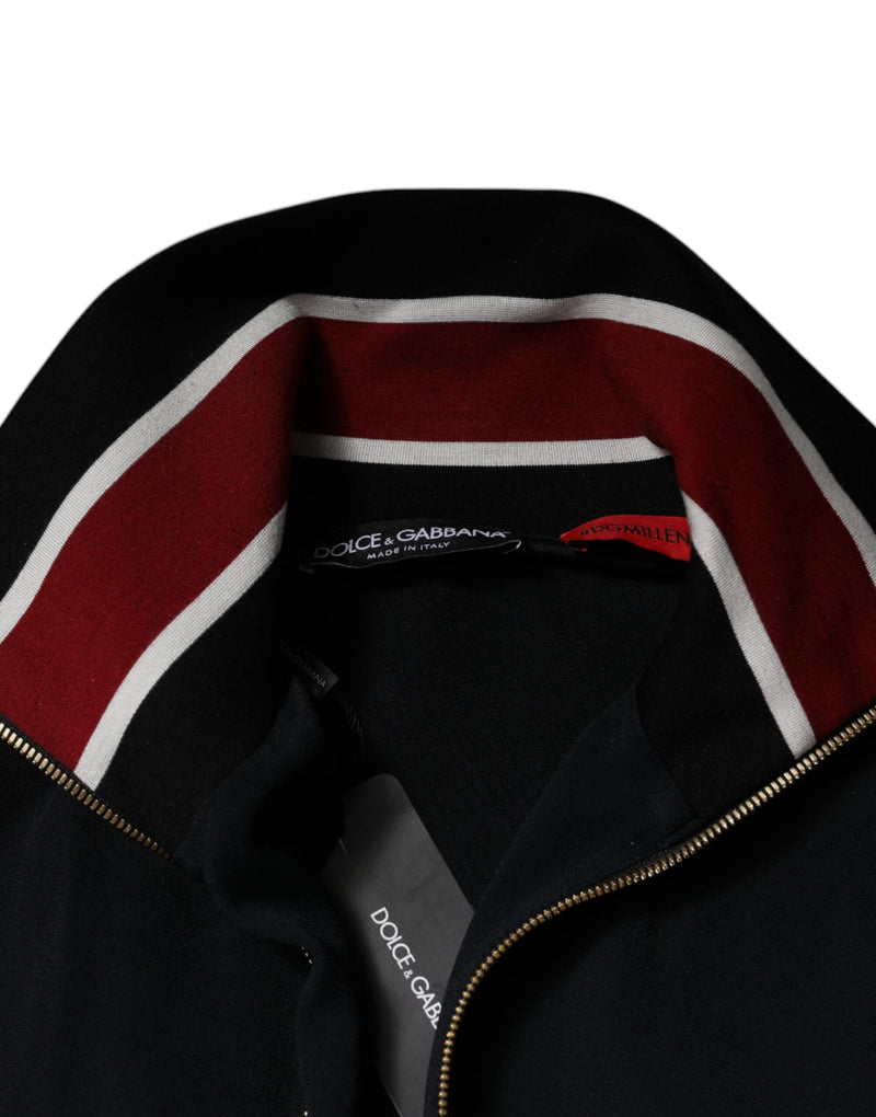 Sudadera negra con cremallera completa DG King de Dolce & Gabbana