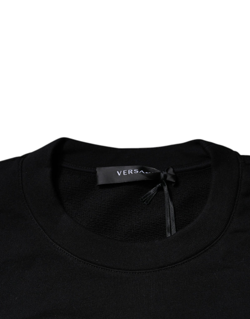 Suéter preto de gola careca com bordado da Medusa Versace