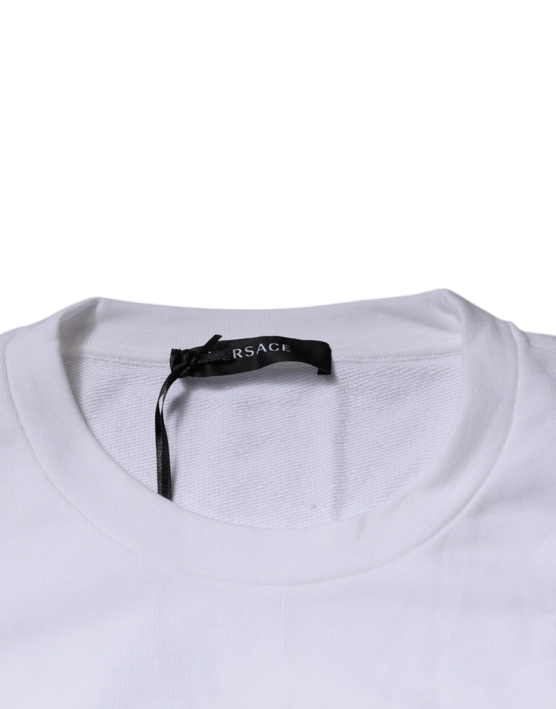 Pull encolure ras du cou blanc à broderie Méduse Versace