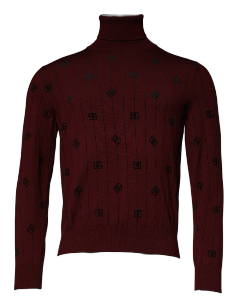 Pull à col roulé bordeaux à monogramme Dolce & Gabbana