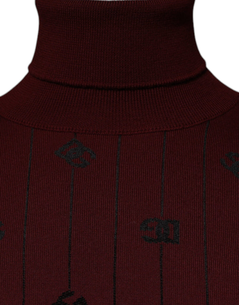Pull à col roulé bordeaux à monogramme Dolce & Gabbana