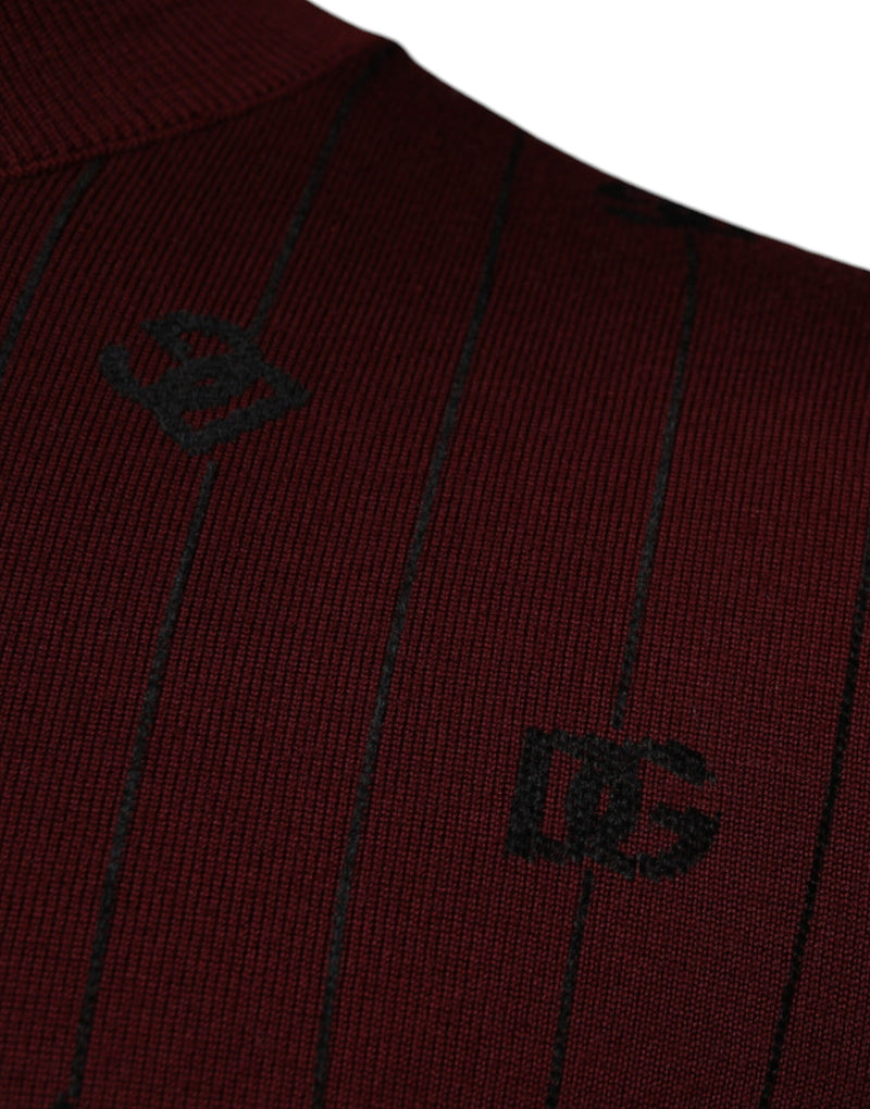 Pull à col roulé bordeaux à monogramme Dolce & Gabbana