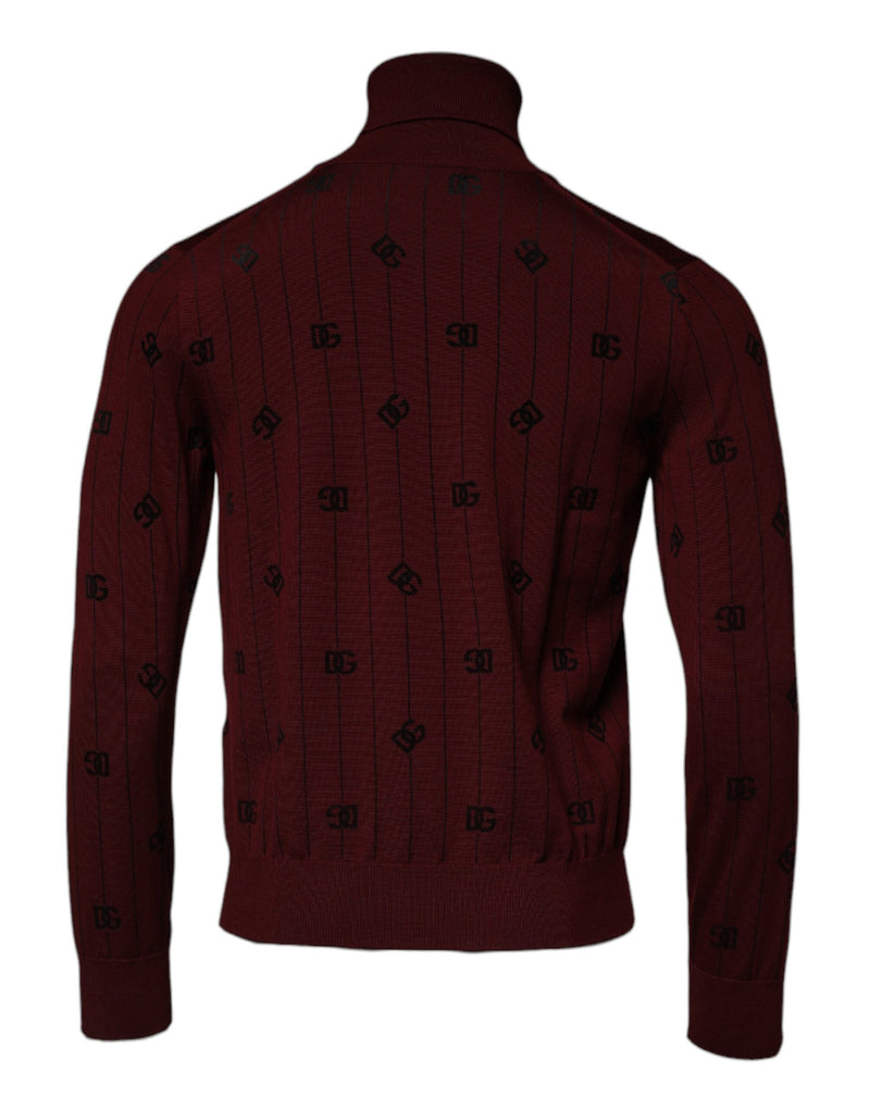 Pull à col roulé bordeaux à monogramme Dolce & Gabbana