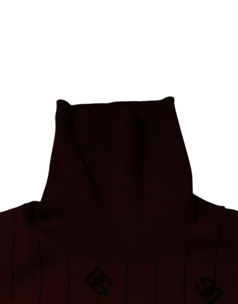 Pull à col roulé bordeaux à monogramme Dolce & Gabbana