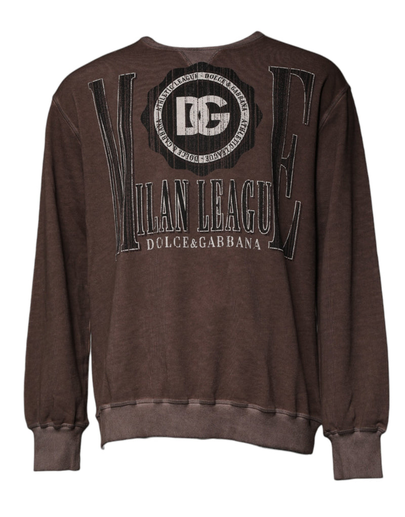 Pull ras du cou marron à imprimé logo Dolce & Gabbana