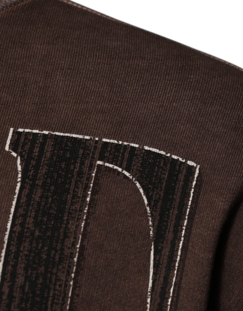 Pull ras du cou marron à imprimé logo Dolce & Gabbana