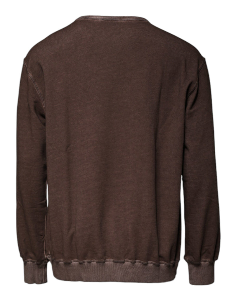 Pull ras du cou marron à imprimé logo Dolce & Gabbana