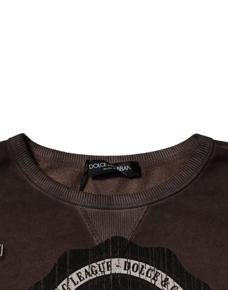 Pull ras du cou marron à imprimé logo Dolce & Gabbana
