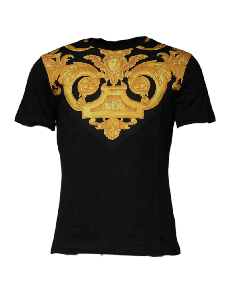 T-shirt noir en coton à imprimé Méduse et col rond Versace