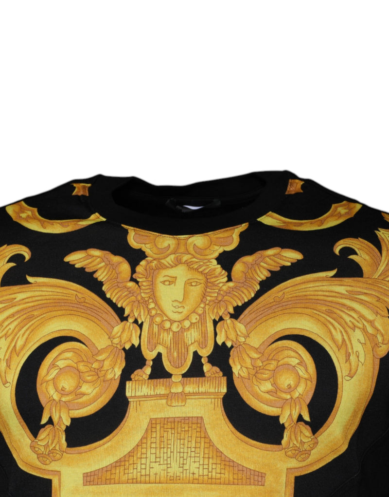 T-shirt noir en coton à imprimé Méduse et col rond Versace