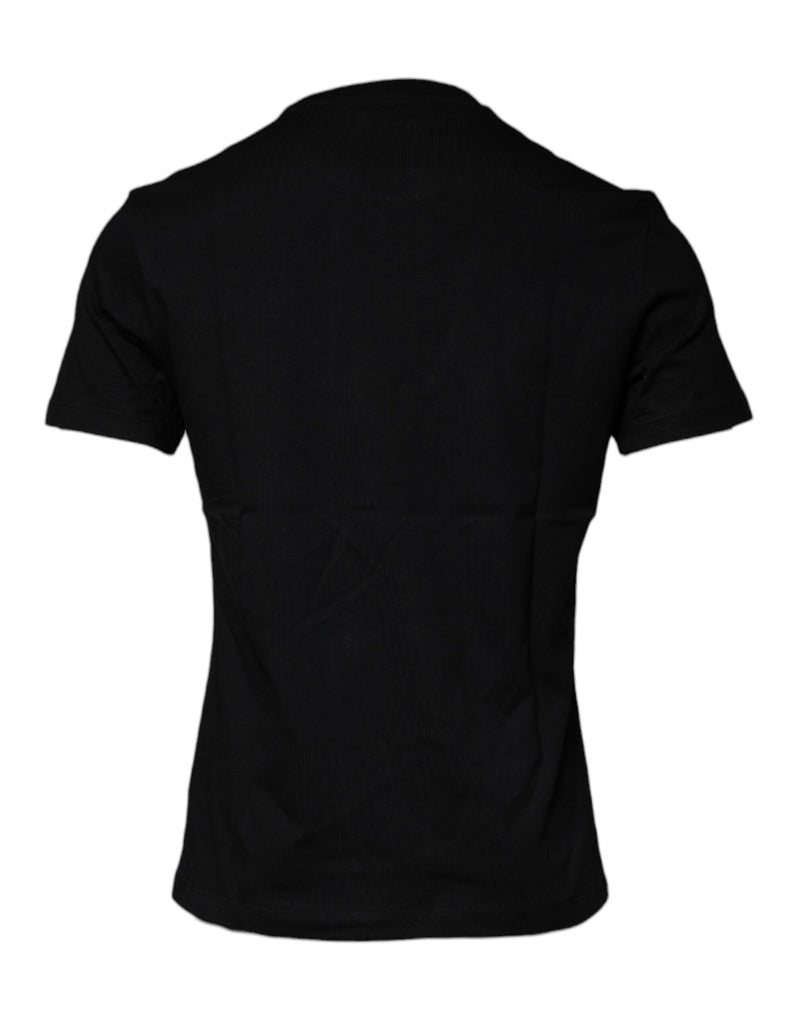 T-shirt noir en coton à imprimé Méduse et col rond Versace