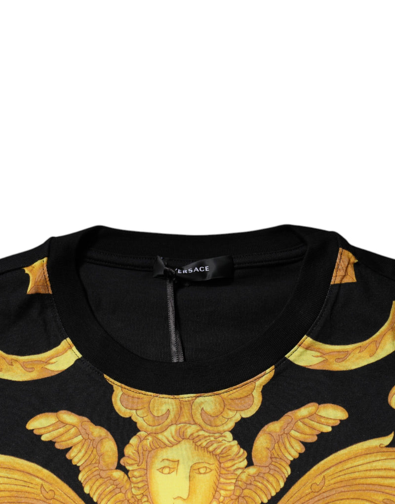 T-shirt noir en coton à imprimé Méduse et col rond Versace