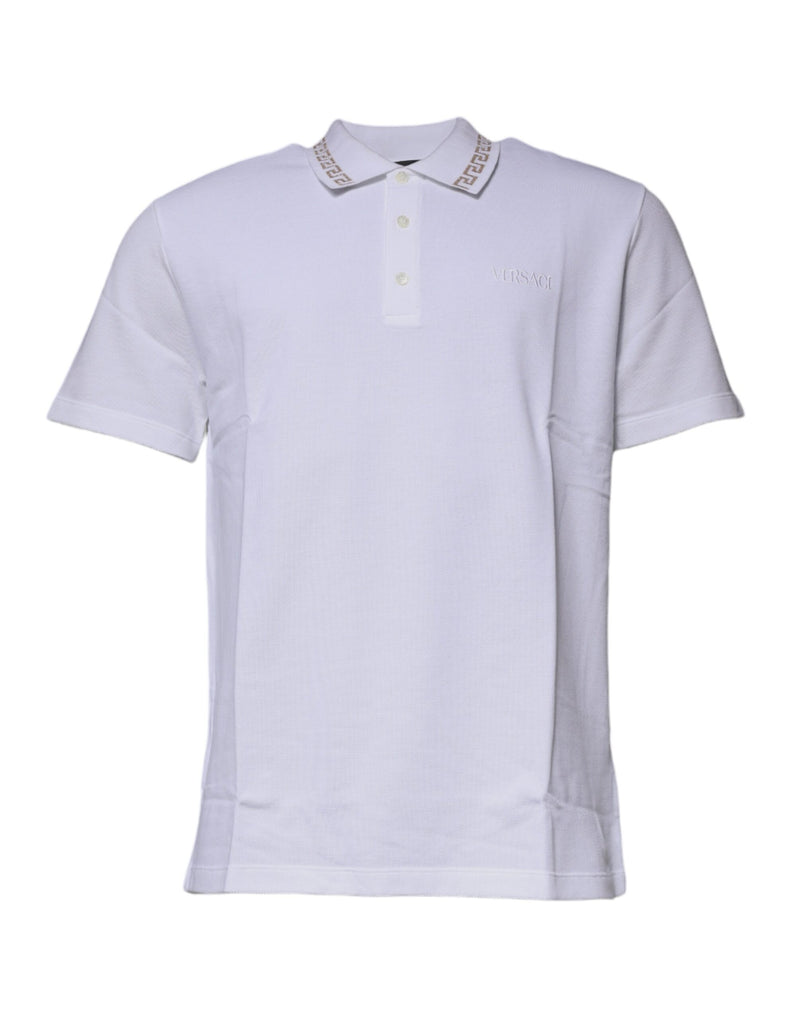 Polo blanc en viscose à col classique et manches courtes pour homme Versace