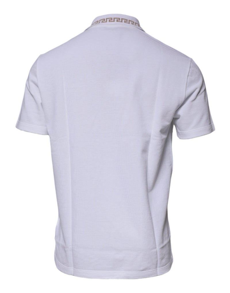 Polo blanc en viscose à col classique et manches courtes pour homme Versace