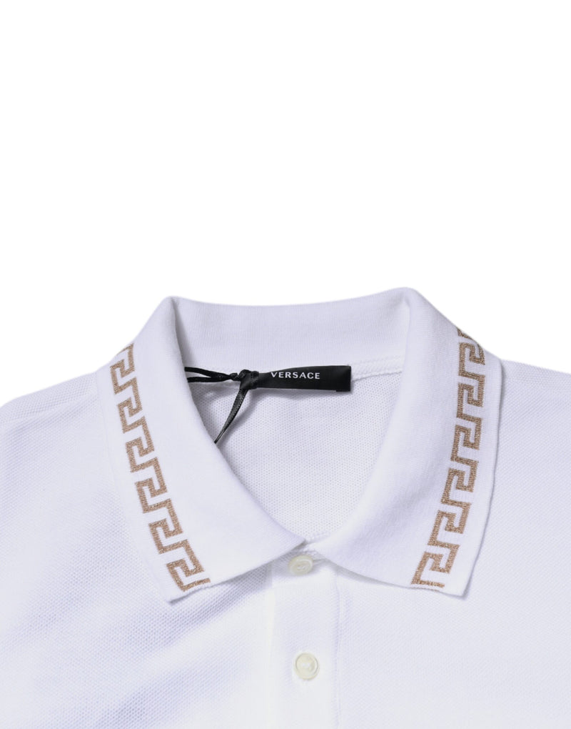 Polo blanc en viscose à col classique et manches courtes pour homme Versace
