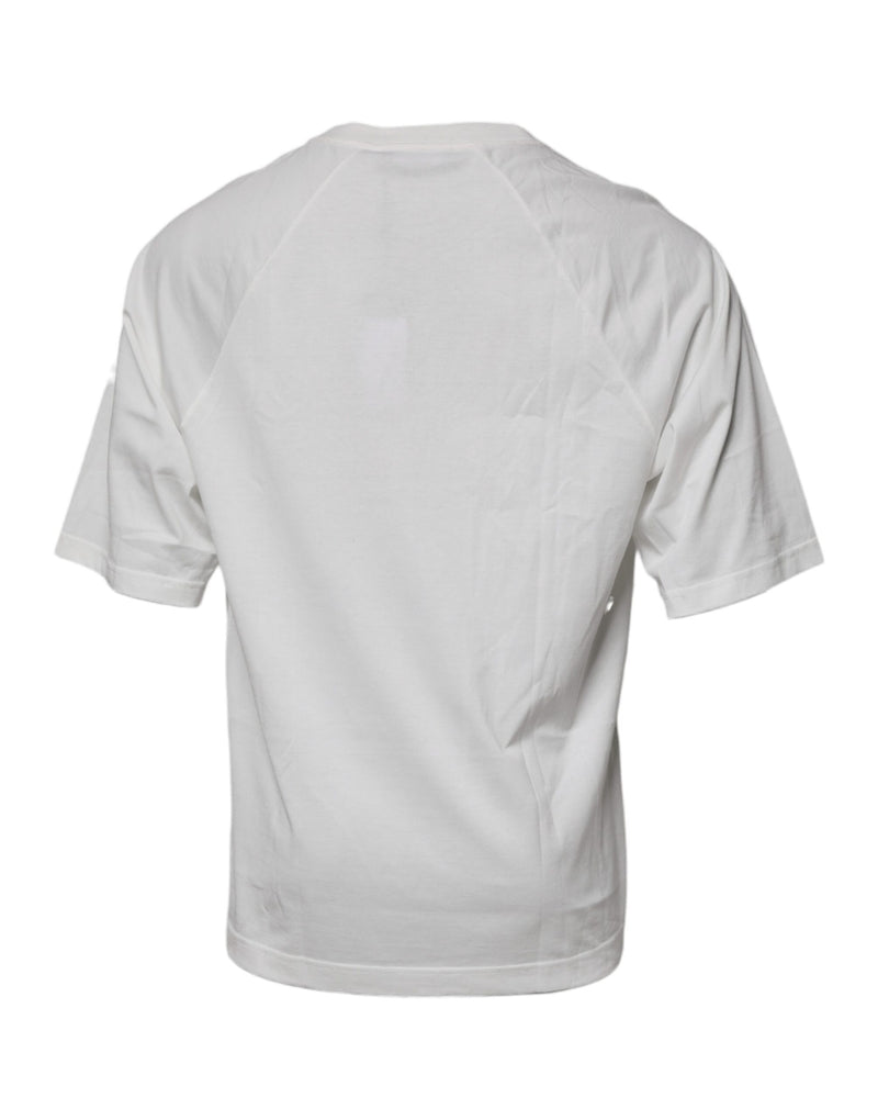 T-shirt blanc à col rond et manches courtes DG Sport Dolce & Gabbana